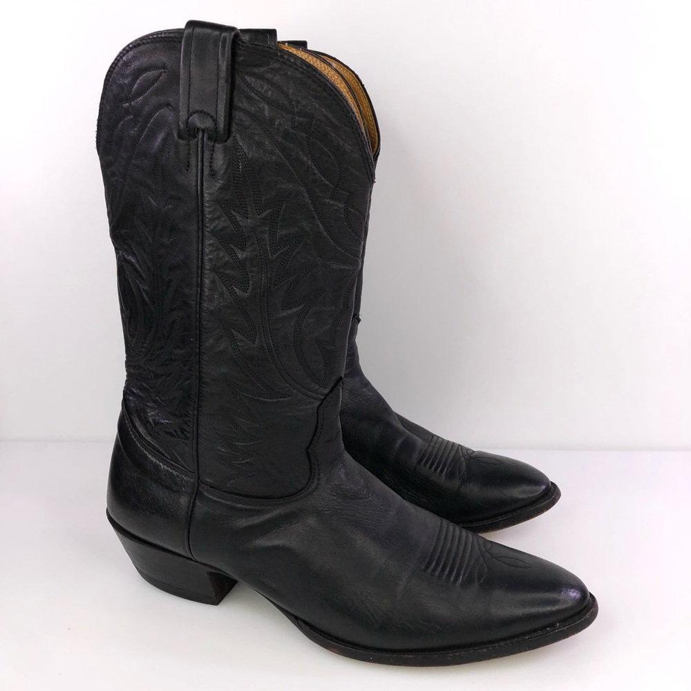 Nocona Black Leather Cowboy Western Boots Size 12D